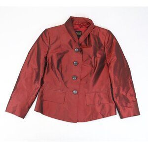 PAUW AMSTERDAM Silk Jacket Suit Collared Womens Size 3 Dark Red Lined Work Dress